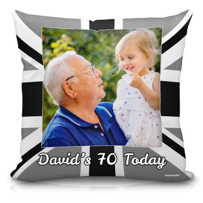 (40cm Square) Black & White Soft Velvet Polyester Fabric (Personalised with Text)