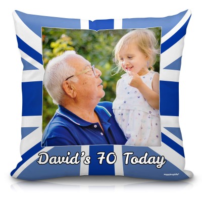 (40cm Square) Blue Soft Velvet Polyester Fabric (Personalised with Text)