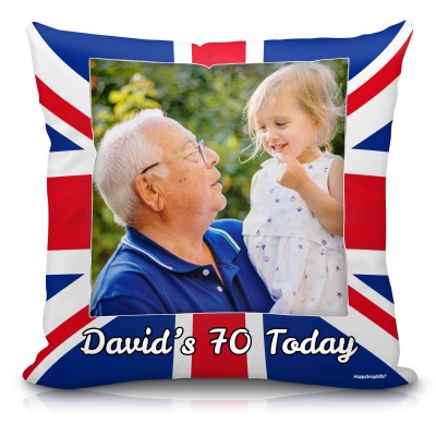 (40cm Square) Red, White and Blue (Classic) Soft Velvet Polyester Fabric (Personalised with Text)