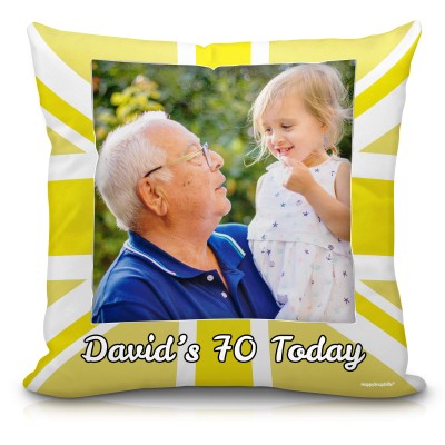 (40cm Square) Yellow Soft Velvet Polyester Fabric (Personalised with Text)