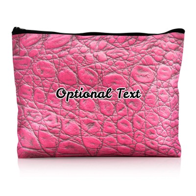 - Large - Crocodile Leather Design Hot Pink (Fuchsia) Water Resistant Polyester Rip-Stop Fabric (Personalised with Text)
