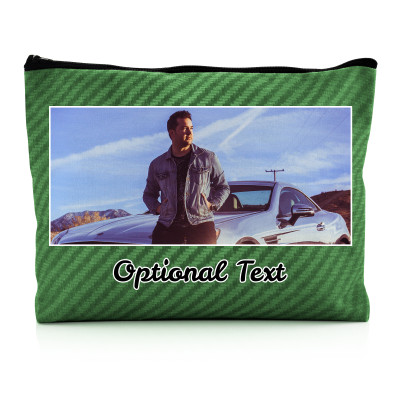 - Large - Carbon Fibre Design Bright Green Water Resistant Polyester Rip-Stop Fabric (Personalised with Text)