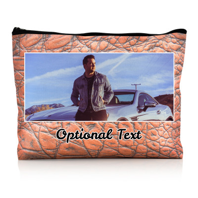 - Large - Crocodile Leather Design Brown Water Resistant Polyester Rip-Stop Fabric (Personalised with Text)