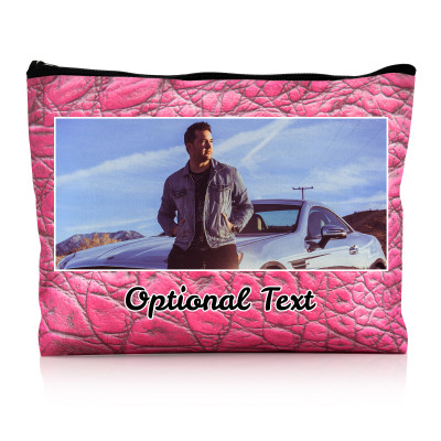 - Large - Crocodile Leather Design Hot Pink (Fuchsia) Water Resistant Polyester Rip-Stop Fabric (Personalised with Text)