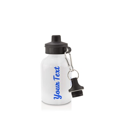 - White (400ml Mini) + Screw Cap Royal Blue (Personalised with Text)