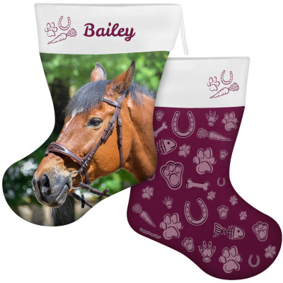 (55cm) Pet Theme Burgundy Soft Velvet Polyester Fabric (Personalised with Text)