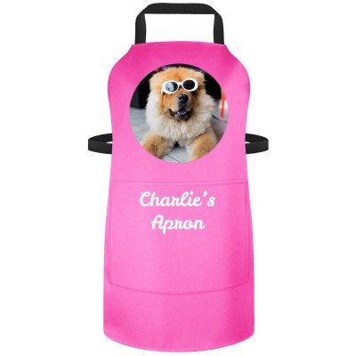 (70cm x 55cm) - Hot Pink Cotton Fabric (Circular Chest Photo) (Personalised with Text) and Matching Fabric Pocket