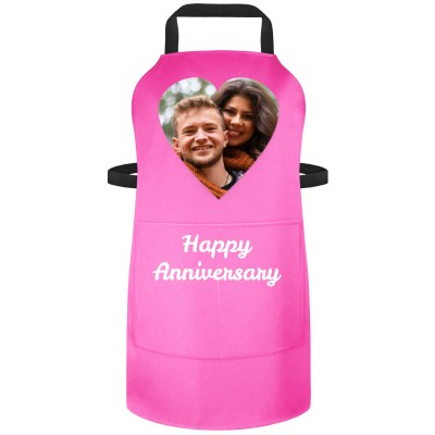 (70cm x 55cm) - Hot Pink Cotton Fabric (Heart Chest Photo) (Personalised with Text) and Matching Fabric Pocket