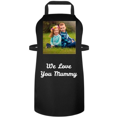 (70cm x 55cm) Black Cotton Fabric (Square Chest Photo) (Personalised with Text)