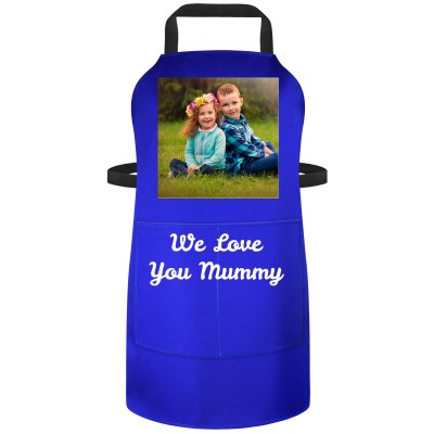 (70cm x 55cm) - Royal Blue Cotton Fabric (Square Chest Photo) (Personalised with Text) and Matching Fabric Pocket