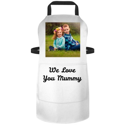 (70cm x 55cm) - White Cotton Fabric (Square Chest Photo) (Personalised with Text) and Matching Fabric Pocket