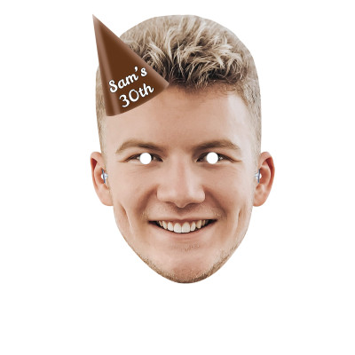 Single Mask x 1 (A4) with Hat Theme (Brown) Finished Mask + Elastic (Personalised with Text)
