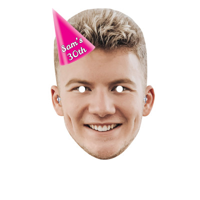 Single Mask x 1 (A4) with Hat Theme (Pink) Finished Mask + Elastic (Personalised with Text)