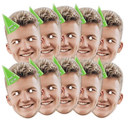 Pack of 10 (A4) with Hat Theme (Green) Finished Masks + Elastics (Personalised with Text)