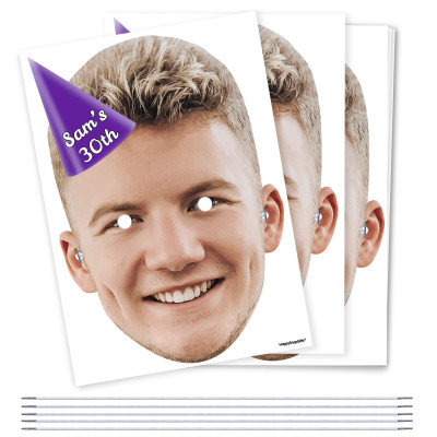 Pack of 5 (A4) with Hat Theme (Purple) DIY Masks + Elastics (Personalised with Text)