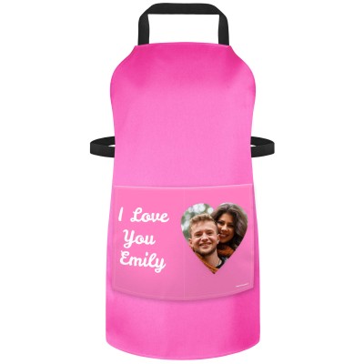 (90cm x 70cm) with Love Hearts Theme - Hot Pink Cotton Fabric (Personalised with Text) and Photo Printed Pocket