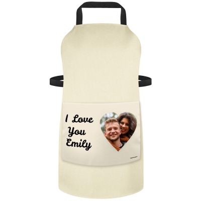 (90cm x 70cm) with Love Hearts Theme - Natural Organic Cotton (Personalised with Text) and Photo Printed Pocket