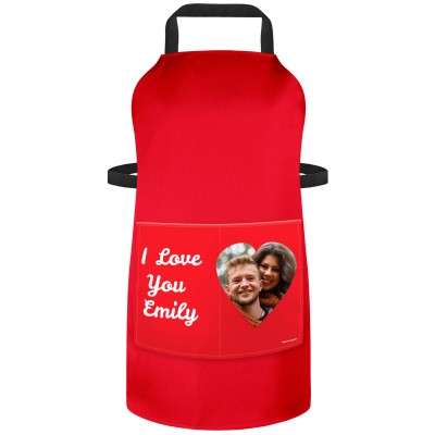 (90cm x 70cm) with Love Hearts Theme - Red Cotton Fabric (Personalised with Text) and Photo Printed Pocket