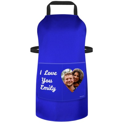 (90cm x 70cm) with Love Hearts Theme - Royal Blue Cotton Fabric (Personalised with Text) and Photo Printed Pocket