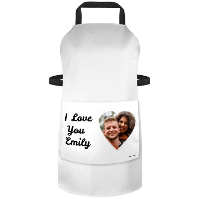 (70cm x 55cm) with Love Hearts Theme - White Cotton Fabric (Personalised with Text) and Photo Printed Pocket