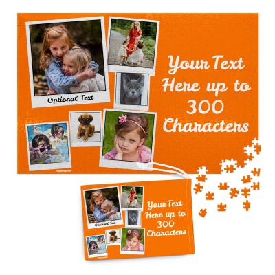 300 Pieces (Polaroid Style Photo Print) Burnt Orange (Personalised with Text) & Matching Drawstring Gift Bag
