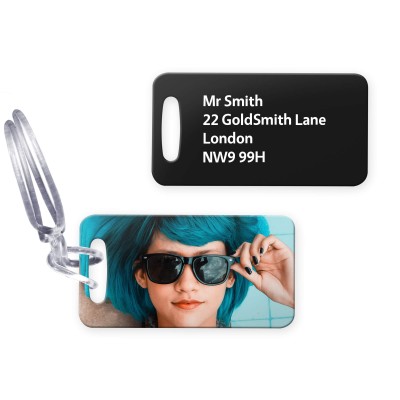 (9cm x 4.5cm) Black with Clear Loop (Personalised with Text)