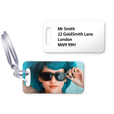 (9cm x 4.5cm) White with Clear Loop (Personalised with Text)