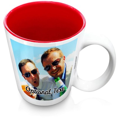 (XL 15oz Red) with 1 Photo Printed Front & Back (Personalised with Text)
