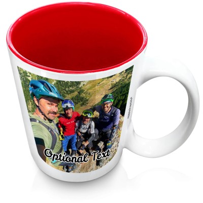(XL 15oz Red) with 2 Photos Printed Front & Back (Personalised with Text)