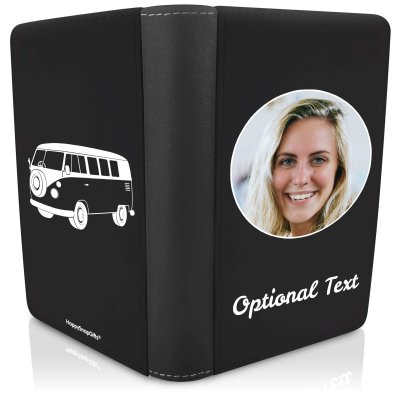 (UK Standard 21cm) (Camper Van Icon) Black (Personalised with Text)