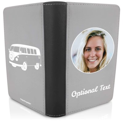 (UK Standard 21cm) (Camper Van Icon) Grey (Personalised with Text)