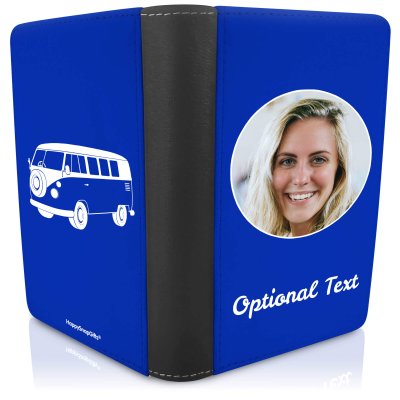 (UK Standard 21cm) (Camper Van Icon) Royal Blue (Personalised with Text)
