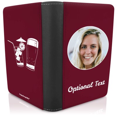 (UK Standard 21cm) (Drinks Icon) Burgundy (Personalised with Text)