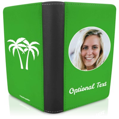 (UK Standard 21cm) (Palm Trees Icon) Bright Green (Personalised with Text)