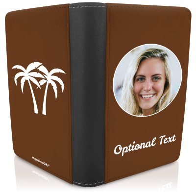 (UK Standard 21cm) (Palm Trees Icon) Brown (Personalised with Text)