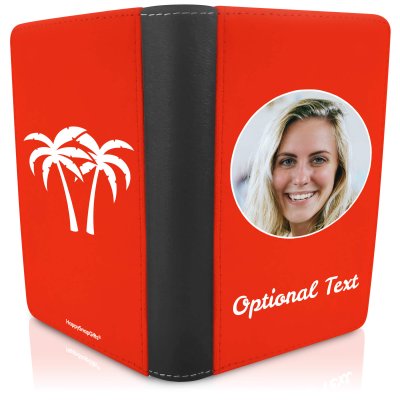 (UK Standard 21cm) (Palm Trees Icon) Red (Personalised with Text)