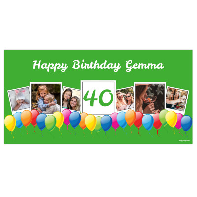 with Balloon Design (Green) 55cm x 150cm (Personalised with Text)