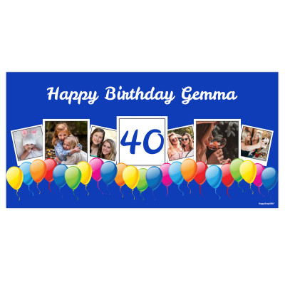 with Balloon Design (Navy Blue) 55cm x 150cm (Personalised with Text)
