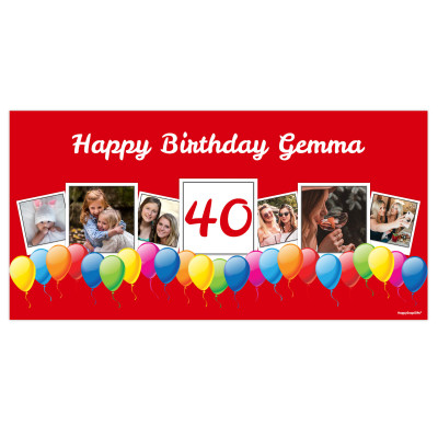 with Balloon Design (Red) 55cm x 150cm (Personalised with Text)