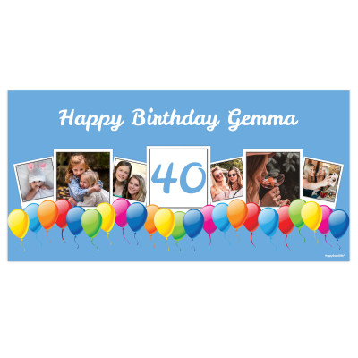 with Balloon Design (Sky Blue) 55cm x 150cm (Personalised with Text)