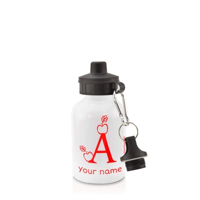 - White (400ml Mini) + Screw Cap with Alphabet Theme Red (Personalised with Text)
