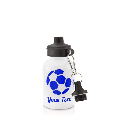 - White (400ml Mini) + Screw Cap (Football Icon) Royal Blue (Personalised with Text)