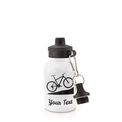 - White (400ml Mini) + Screw Cap (Mountain Biking Icon) Black (Personalised with Text)