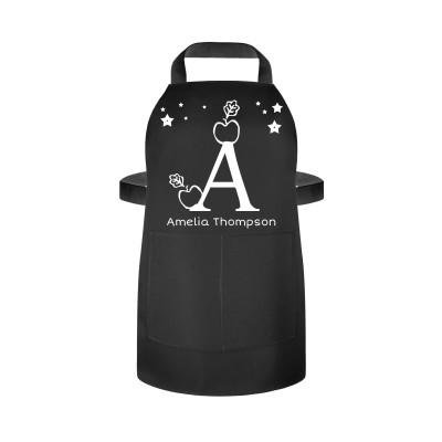 (55cm x 40cm) with Alphabet Theme Black Water Resistant Polyester Fabric (Personalised with Text) and Matching Fabric Pocket