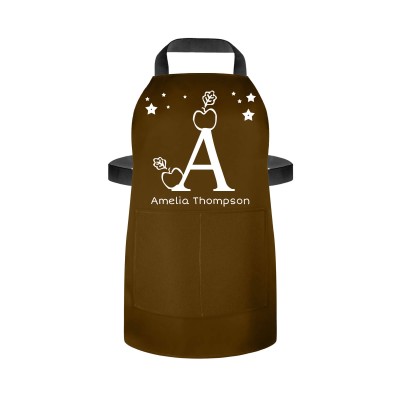 (55cm x 40cm) with Alphabet Theme Brown Water Resistant Polyester Fabric (Personalised with Text) and Matching Fabric Pocket
