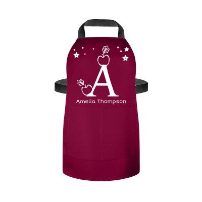(55cm x 40cm) with Alphabet Theme Burgundy Water Resistant Polyester Fabric (Personalised with Text) and Matching Fabric Pocket