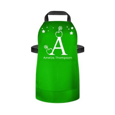 (55cm x 40cm) with Alphabet Theme Bright Green Water Resistant Polyester Fabric (Personalised with Text) and Matching Fabric Pocket