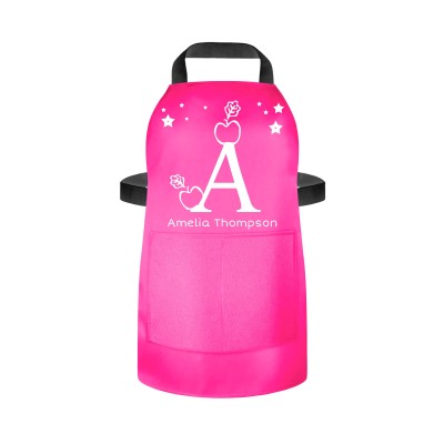 (55cm x 40cm) with Alphabet Theme Hot Pink (Fuchsia) Water Resistant Polyester Fabric (Personalised with Text) and Matching Fabric Pocket
