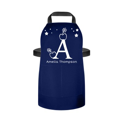 (55cm x 40cm) with Alphabet Theme Navy Blue Water Resistant Polyester Fabric (Personalised with Text) and Matching Fabric Pocket
