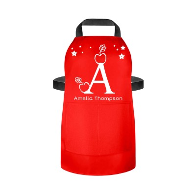 (55cm x 40cm) with Alphabet Theme Red Water Resistant Polyester Fabric (Personalised with Text) and Matching Fabric Pocket